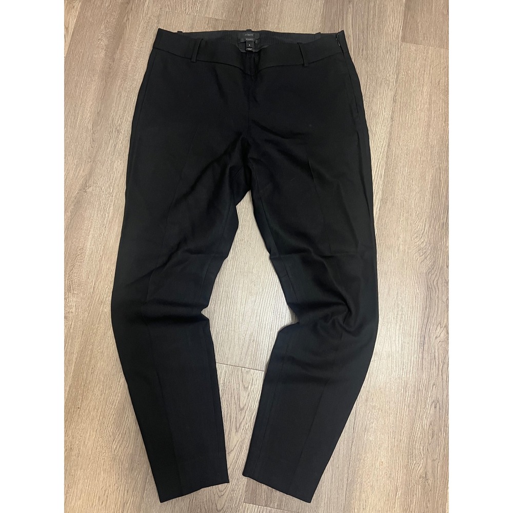 J.Crew Minnie Pant Black Bi-Stretch Cotton Slim Fit Side Zip Trousers Size 6